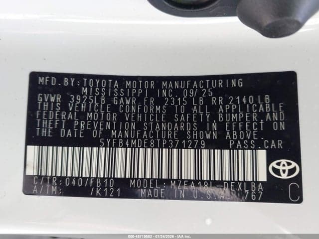 2026 TOYOTA COROLLA LE 9
