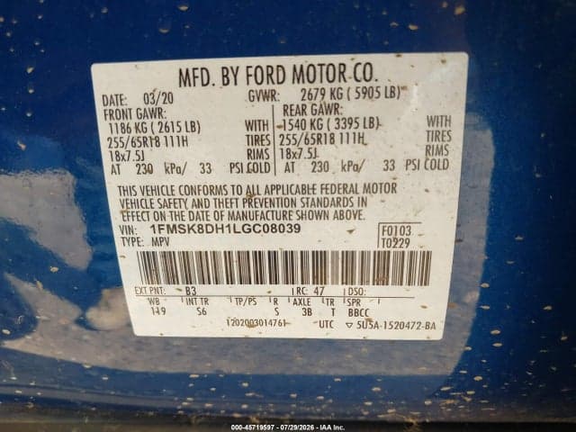 2020 FORD EXPLORER XLT 9