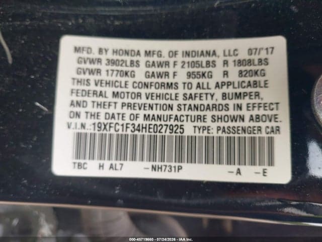 2017 HONDA CIVIC EX-T 9