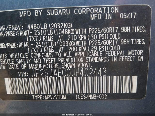 2018 SUBARU FORESTER 2.5I PREMIUM 9