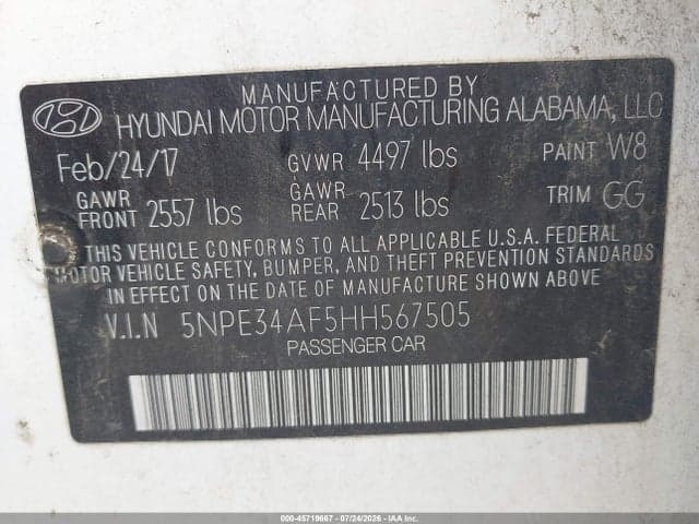 2017 HYUNDAI SONATA LIMITED 9