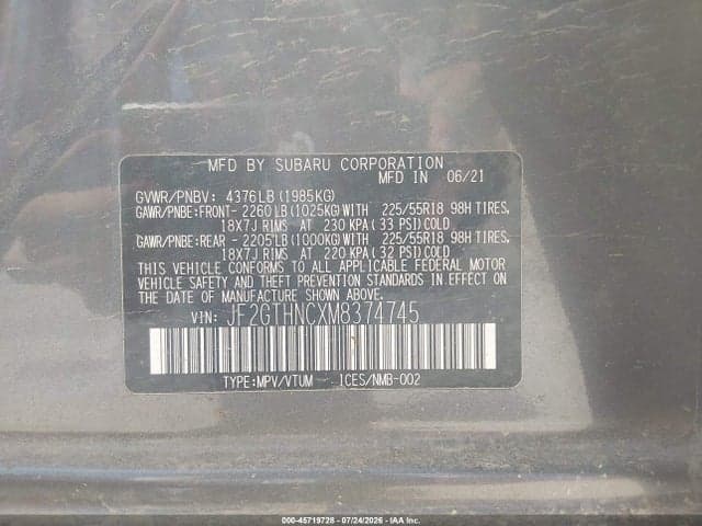 2021 SUBARU CROSSTREK LIMITED 9