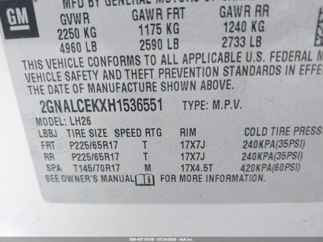2017 CHEVROLET EQUINOX LT 9