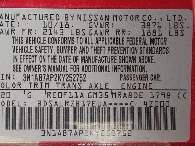 2019 NISSAN SENTRA SR 9