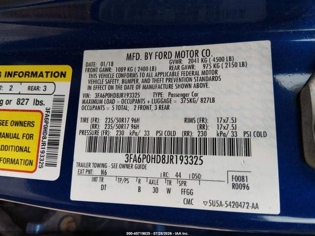 2018 FORD FUSION SE 9