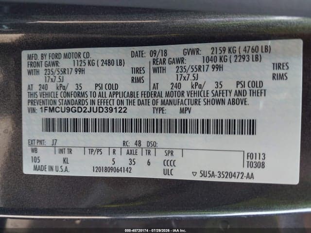 2018 FORD ESCAPE SE 9