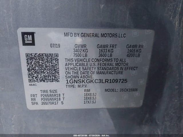 2020 CHEVROLET SUBURBAN 4WD LS 9