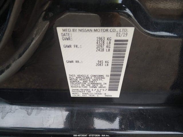 2019 NISSAN ALTIMA 2.5 SL 9