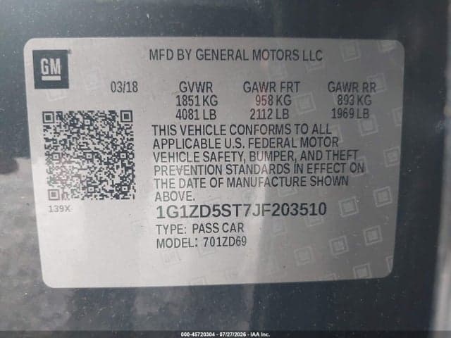 2018 CHEVROLET MALIBU LT 9
