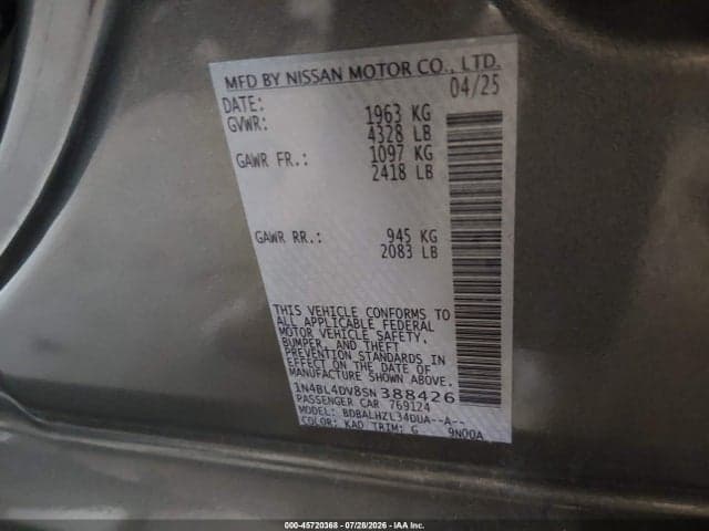 2025 NISSAN ALTIMA SV FWD 9