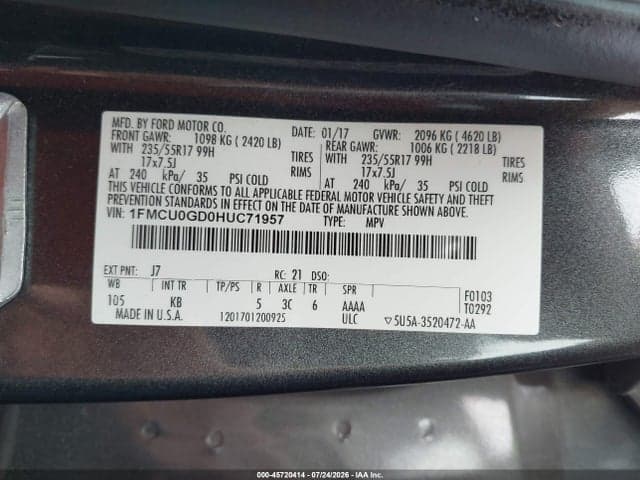 2017 FORD ESCAPE SE 9