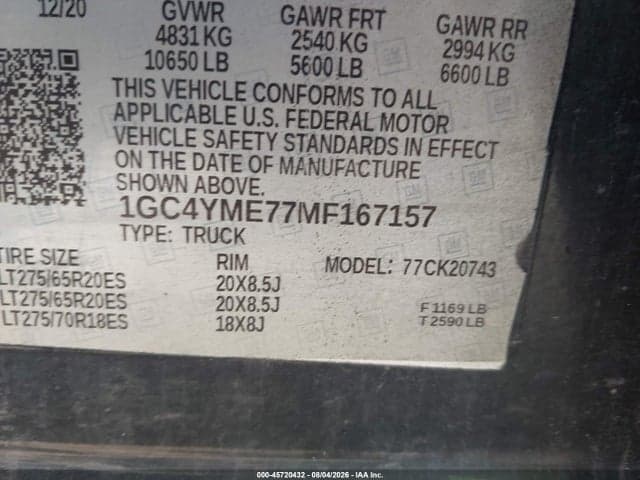 2021 CHEVROLET SILVERADO 2500HD 4WD STANDARD BED CUSTOM 8