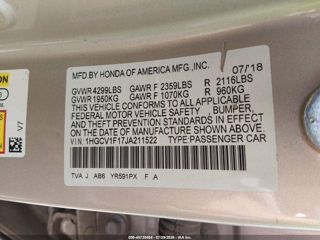 2018 HONDA ACCORD LX 9