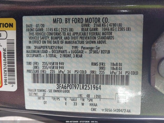 2020 FORD FUSION SE 9
