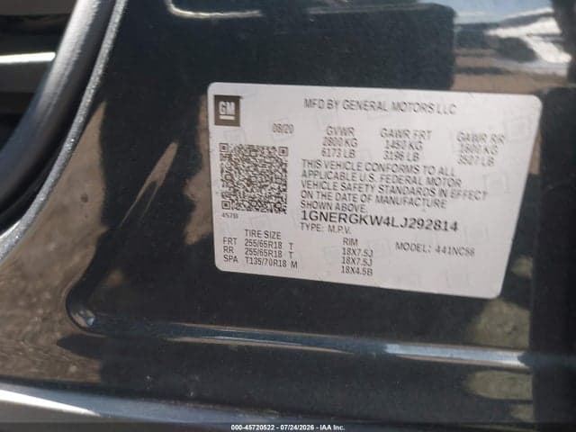 2020 CHEVROLET TRAVERSE FWD LT CLOTH 9
