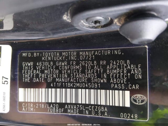 2021 TOYOTA CAMRY XLE AWD 9