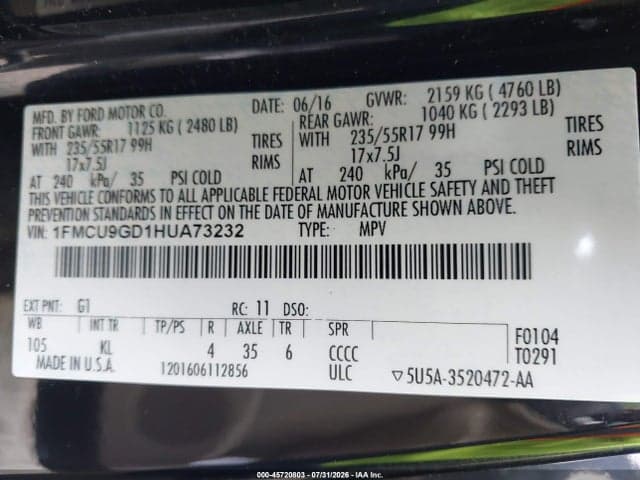 2017 FORD ESCAPE SE 9