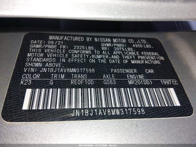 2021 NISSAN ROGUE SPORT S FWD XTRONIC CVT 9