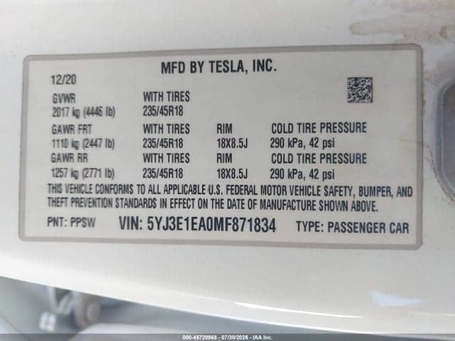 2021 TESLA MODEL 3 STANDARD RANGE PLUS REAR-WHEEL DRIVE 9