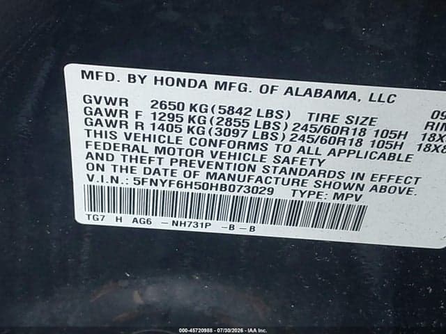 2017 HONDA PILOT EX-L 9