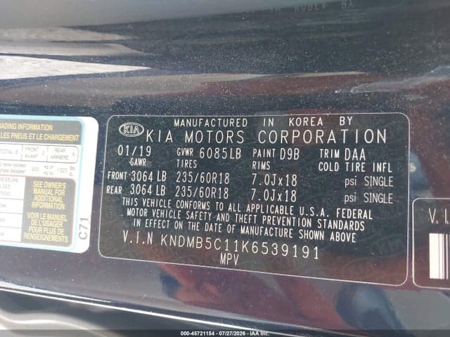 2019 KIA SEDONA EX 9