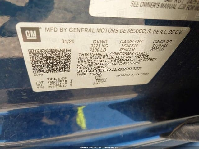 2020 CHEVROLET SILVERADO 1500 4WD SHORT BED RST 9