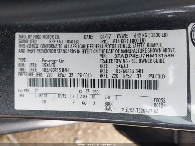 2017 FORD FIESTA SE 9