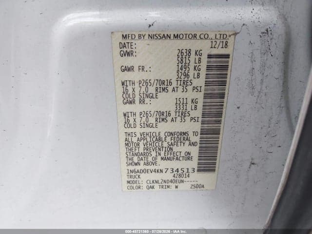 2019 NISSAN FRONTIER SV 9