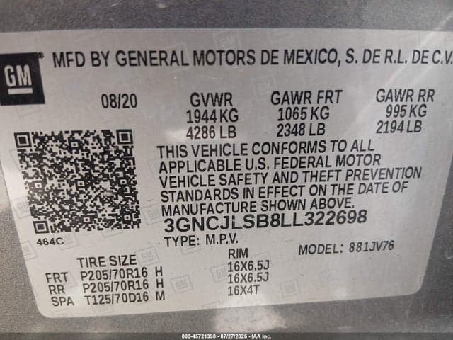 2020 CHEVROLET TRAX FWD LT 9