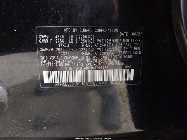 2021 SUBARU OUTBACK PREMIUM 9