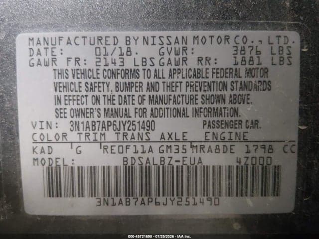 2018 NISSAN SENTRA S 9