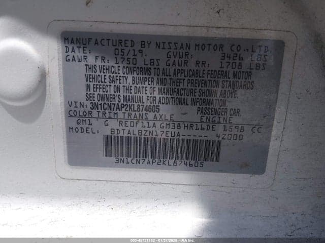 2019 NISSAN VERSA 1.6 SV 9