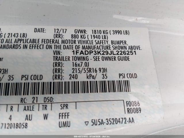 2018 FORD FOCUS SE 9