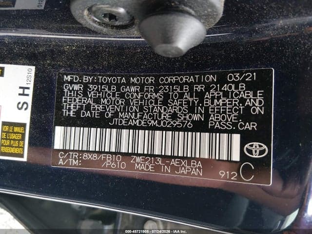 2021 TOYOTA COROLLA HYBRID LE 9
