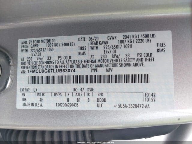2020 FORD ESCAPE SE 9