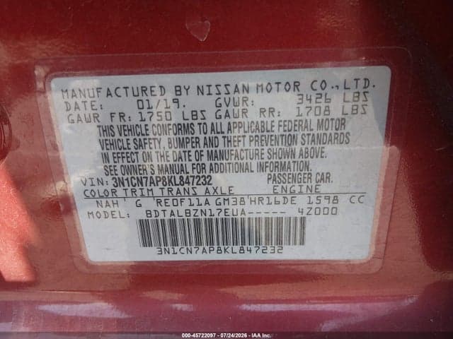 2019 NISSAN VERSA 1.6 SV 9