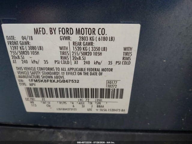 2018 FORD EXPLORER LIMITED 9