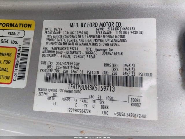 2019 FORD MUSTANG ECOBOOST PREMIUM 9