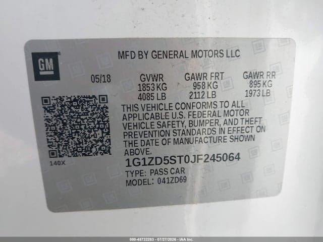 2018 CHEVROLET MALIBU LT 9
