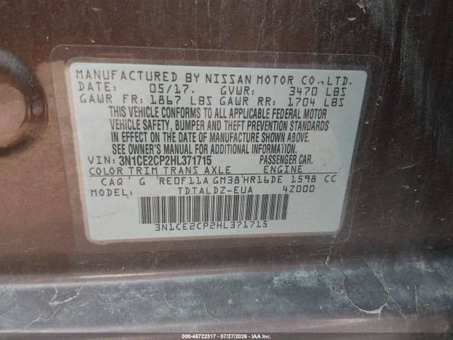 2017 NISSAN VERSA NOTE SV 9