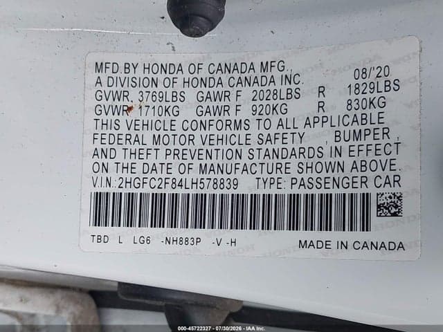 2020 HONDA CIVIC SPORT 9