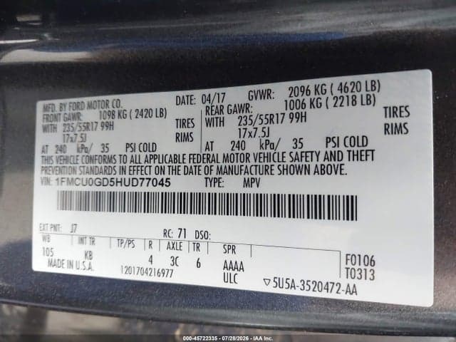 2017 FORD ESCAPE SE 9
