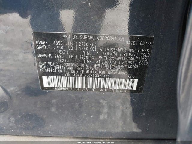2025 SUBARU OUTBACK ONYX EDITION 9