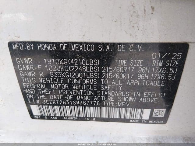 2025 HONDA HR-V AWD LX 9
