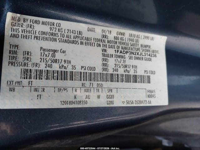 2018 FORD FOCUS TITANIUM 9