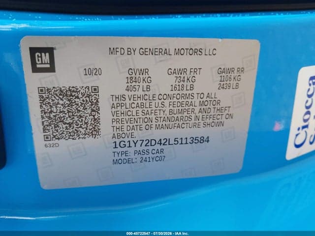 2020 CHEVROLET CORVETTE STINGRAY RWD 2LT 9