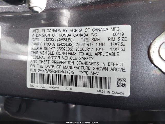 2019 HONDA CR-V LX 9