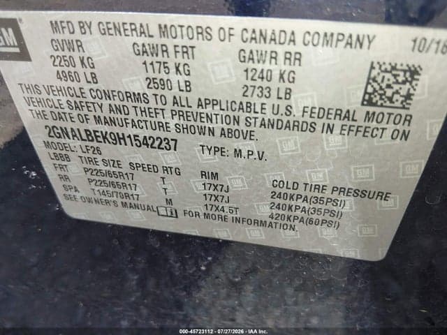 2017 CHEVROLET EQUINOX LS 9