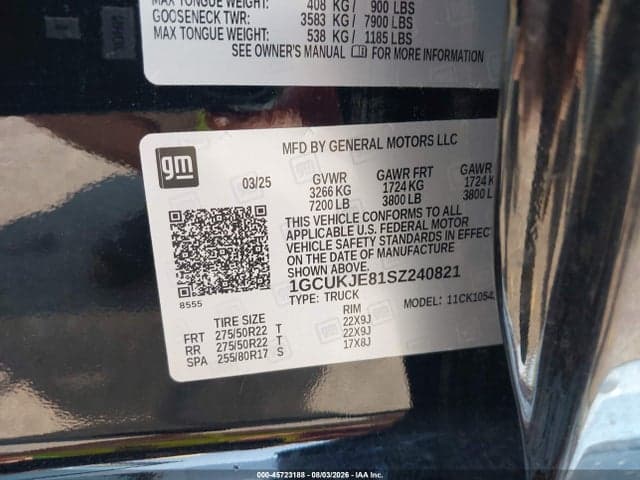 2025 CHEVROLET SILVERADO 1500 4WD SHORT BED HIGH COUNTRY 9