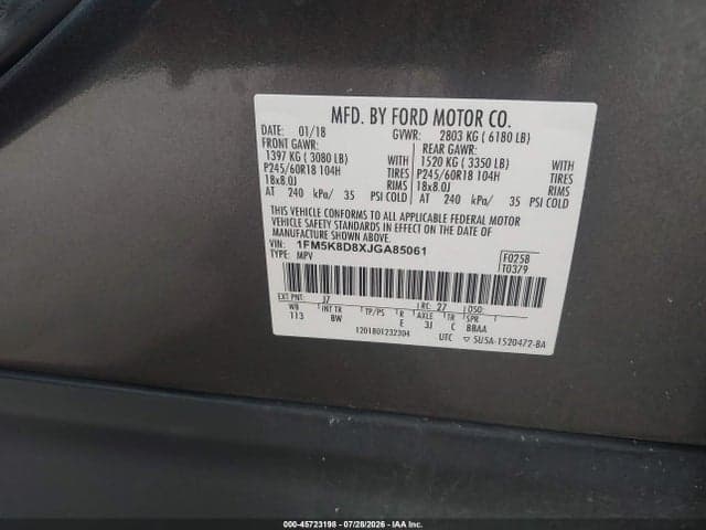 2018 FORD EXPLORER XLT 9